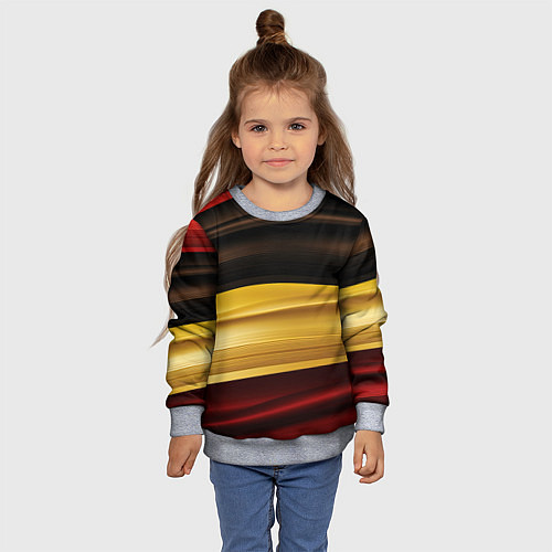 Детский свитшот Черный красный желтый цвет абстракции / 3D-Меланж – фото 4