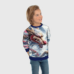 Свитшот детский Свирепый японский дракон - искусство, цвет: 3D-синий — фото 2
