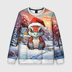 Свитшот детский Дракоша 2024 новогодний символ года, цвет: 3D-белый