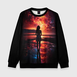 Свитшот детский Девушка на закате - космос, цвет: 3D-черный
