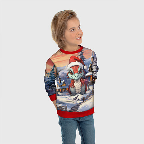 Детский свитшот Красный дракончик 2024 / 3D-Красный – фото 3