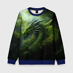 Свитшот детский Зеленый фэнтази дракон 2024, цвет: 3D-синий