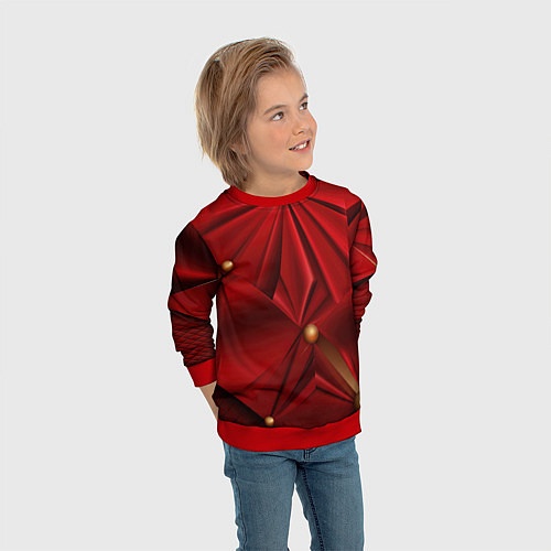 Детский свитшот Красный материал со складками / 3D-Красный – фото 3