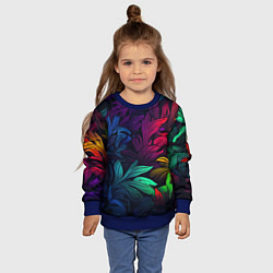 Свитшот детский Яркие абстрактные листья, цвет: 3D-синий — фото 2