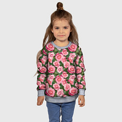 Свитшот детский Розовые розы паттерн, цвет: 3D-меланж — фото 2