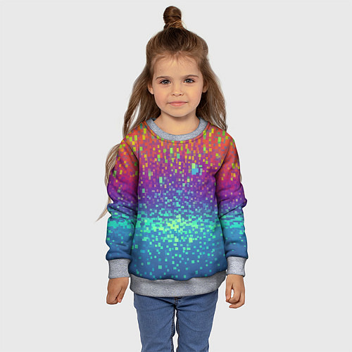 Детский свитшот Разноцветные пиксели / 3D-Меланж – фото 4