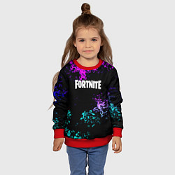 Свитшот детский Fortnite капли неоновых красок, цвет: 3D-красный — фото 2