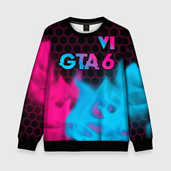 Свитшот детский GTA 6 - neon gradient посередине, цвет: 3D-черный