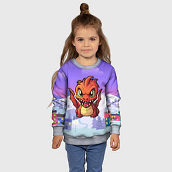 Свитшот детский Агрессивный дракон 2024, цвет: 3D-меланж — фото 2