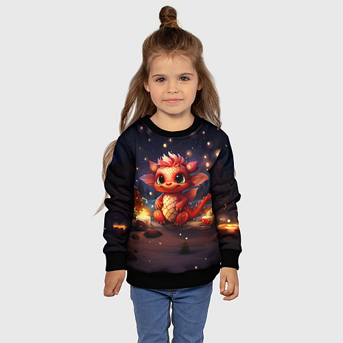 Детский свитшот Дракон амурный искоркогонь / 3D-Черный – фото 4