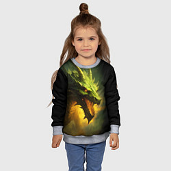 Свитшот детский Злой зеленый дракон 2024, цвет: 3D-меланж — фото 2
