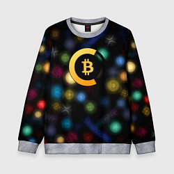 Свитшот детский Bitcoin logo criptomoney, цвет: 3D-меланж