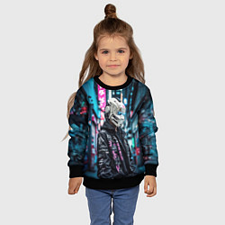 Свитшот детский Тинейджер в кибернетическом шлеме, цвет: 3D-черный — фото 2