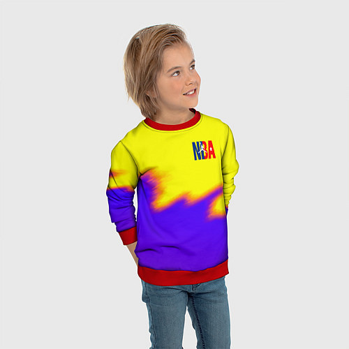 Детский свитшот НБА баскетбол краски неоновые желтые / 3D-Красный – фото 3