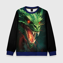 Свитшот детский Древний злой зеленый дракон, цвет: 3D-синий