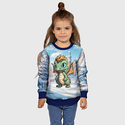 Свитшот детский Зеленый дракоша 2024, цвет: 3D-синий — фото 2