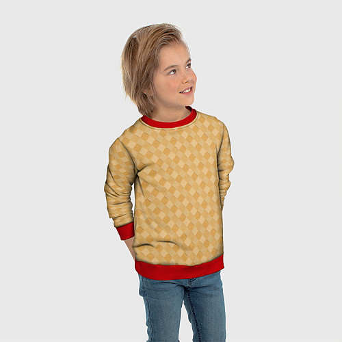 Детский свитшот Текстура лаптевого плетения / 3D-Красный – фото 3