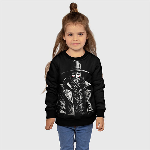 Детский свитшот Гай фокс на чёрном фоне / 3D-Черный – фото 4