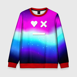 Свитшот детский Love death robots neon gradient serial, цвет: 3D-красный