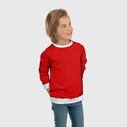 Свитшот детский Красный в чёрный маленький горошек, цвет: 3D-белый — фото 2
