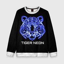 Свитшот детский Tiger neon art, цвет: 3D-белый