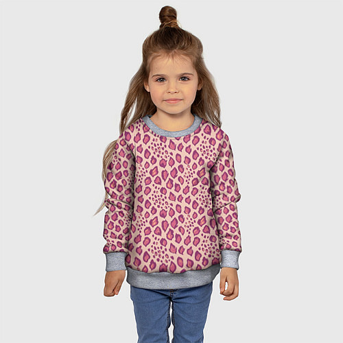 Детский свитшот Цветущий леопард тюльпановое поле / 3D-Меланж – фото 4