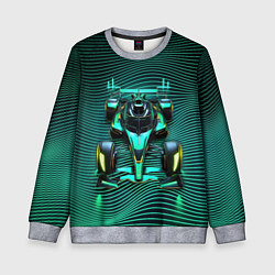 Свитшот детский Болид на неоновых волнах, цвет: 3D-меланж
