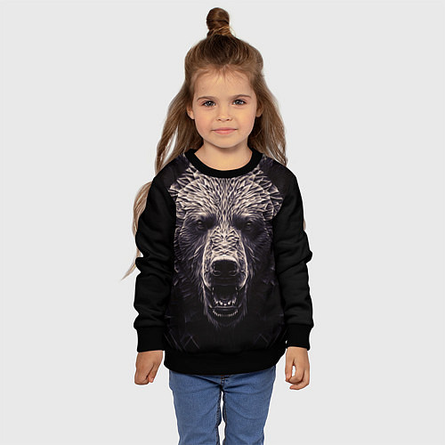 Детский свитшот Бронзовый медведь / 3D-Черный – фото 4