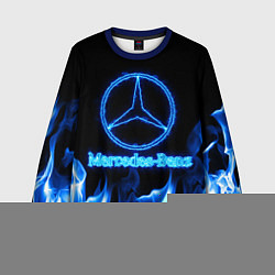 Свитшот детский Mercedes-benz blue neon, цвет: 3D-синий