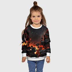Свитшот детский Взрыв плит и огонь, цвет: 3D-белый — фото 2