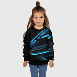 Свитшот детский Черная абстракция с синим неоновым ярким свечением, цвет: 3D-черный — фото 2