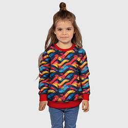 Свитшот детский Разноцветные полосы волны, цвет: 3D-красный — фото 2