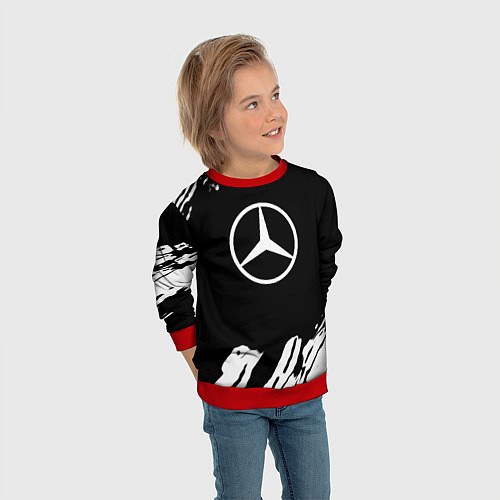 Детский свитшот Mercedes benz краски спорт / 3D-Красный – фото 3