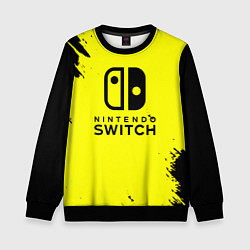 Свитшот детский Nintendo switch краски на жёлтом, цвет: 3D-черный