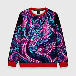 Свитшот детский Neon Japanese dragon - irezumi, цвет: 3D-красный