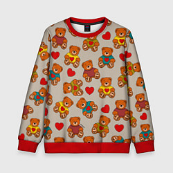 Свитшот детский Мишки в свитерах и сердечки, цвет: 3D-красный