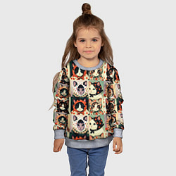 Свитшот детский Кот Алёнка - поп арт, цвет: 3D-меланж — фото 2