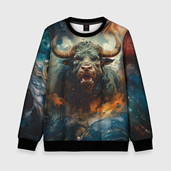 Свитшот детский Дикий бык, цвет: 3D-черный
