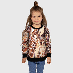 Свитшот детский Жирафы - африканский паттерн, цвет: 3D-черный — фото 2