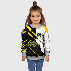 Свитшот детский Жёлтые и чёрные техно линии, цвет: 3D-меланж — фото 2