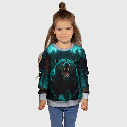 Детский свитшот Царь тайги - медведь молнии / 3D-Меланж – фото 4