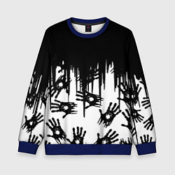 Свитшот детский Death Stranding отпечатки рук, цвет: 3D-синий