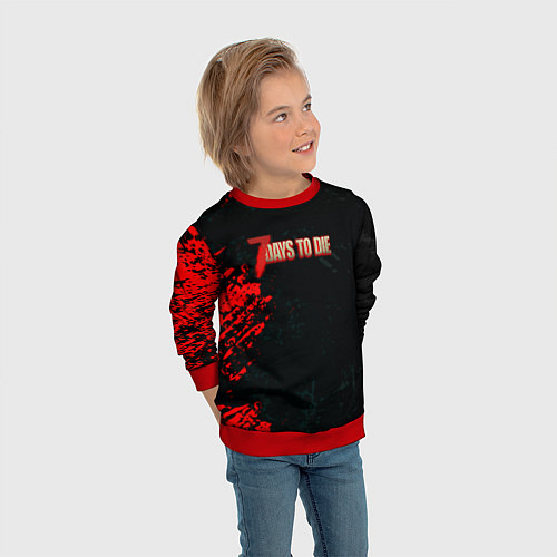 Детский свитшот 7 Days to Die краски текстура / 3D-Красный – фото 3