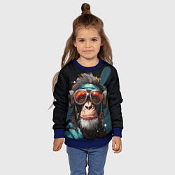 Свитшот детский Крутая обезьяна в очках, цвет: 3D-синий — фото 2