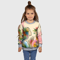 Свитшот детский Очертания девушки, цвет: 3D-меланж — фото 2