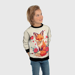 Свитшот детский Влюбленная лисичка в сердечках, цвет: 3D-черный — фото 2