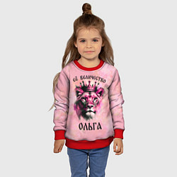 Свитшот детский Её величество Ольга - львица, цвет: 3D-красный — фото 2