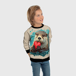 Свитшот детский Выдра с сердечком, цвет: 3D-черный — фото 2