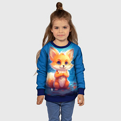 Свитшот детский Рыжая милая лисичка, цвет: 3D-синий — фото 2