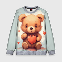 Свитшот детский Медвежонок с сердечком 14 февраля, цвет: 3D-меланж